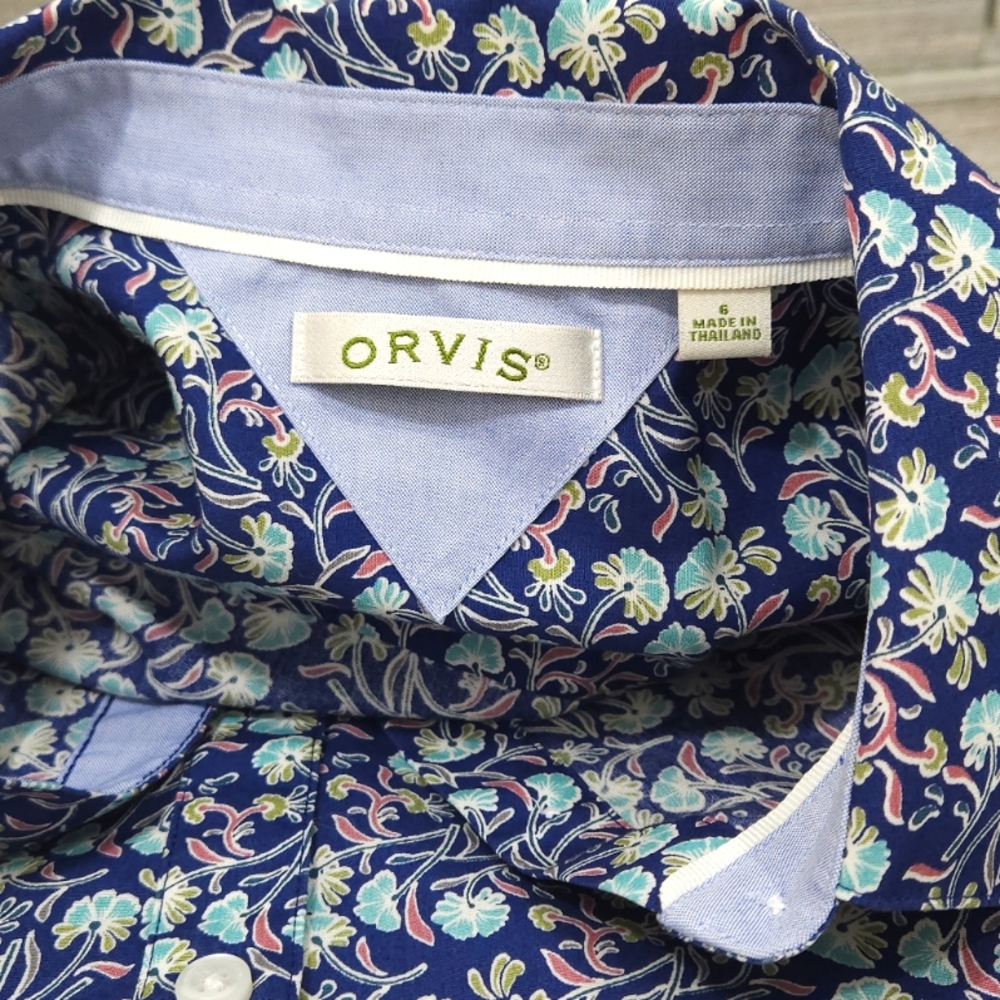 NWOT ORVIS Floral 100% Cotton Fitted Button Closure Shirt - Picture 7 of 11